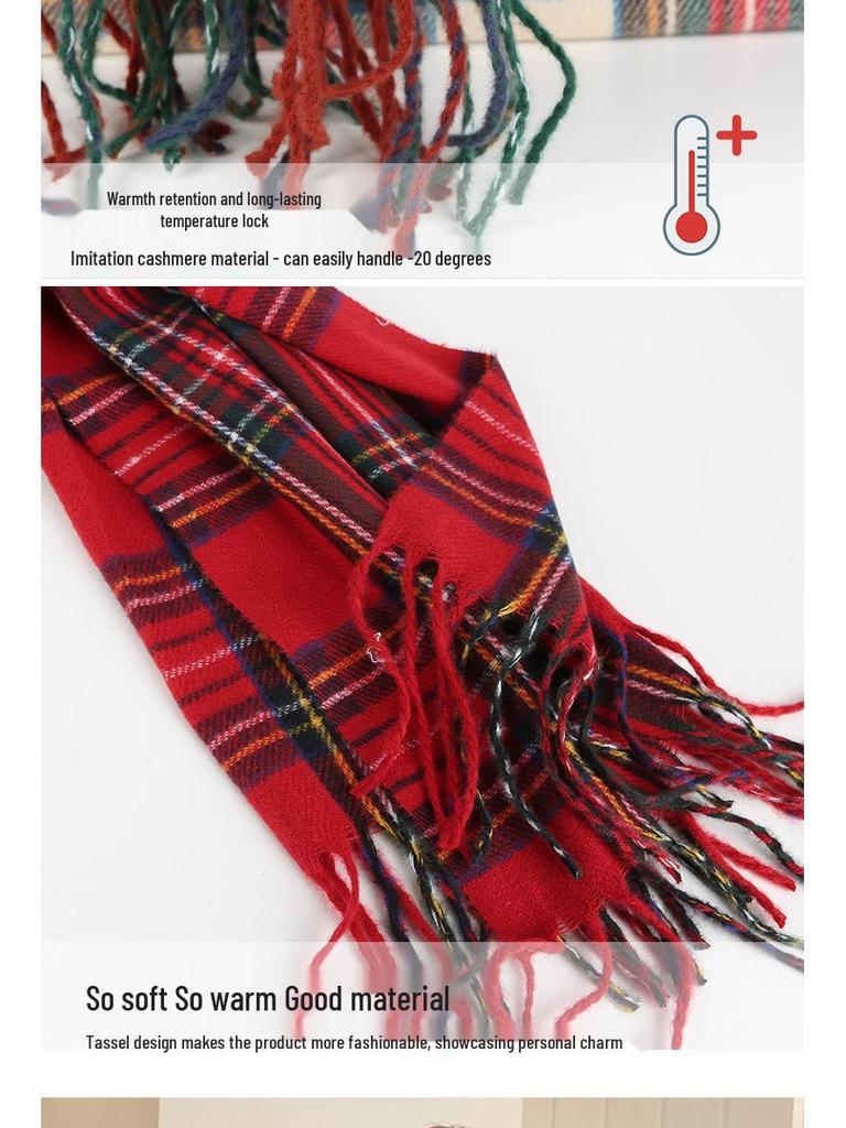 Koreanischer Damen Retro Roter Karoschal - Winter Warmer Schal & Neujahrsgeschenk