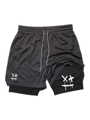 Pantaloncini da Allenamento da Uomo 2 in 1 Asciugatura Rapida con Tasca per Telefono Passante per Asciugamano Palestra Corsa Fitness Compressione JW10102