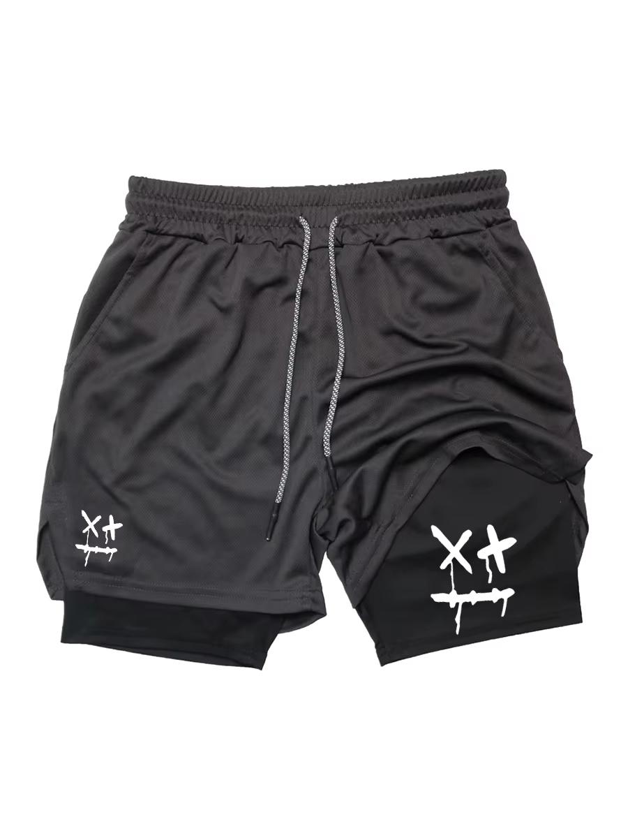 Baibao QIQI 2-in-1 Heren Trainingsshorts Sneldrogend met Telefoonvakje Handdoeklus Sportschool Hardlopen Fitness Compressie JW10102 M