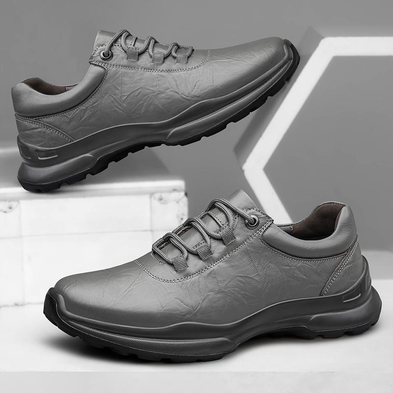 Leisure Walk Mens Casual Shoes Genuine Leather Male Sneakers Fashion Lace-up Treking Footwear Outdoor Travel Trainers Walk Shoes