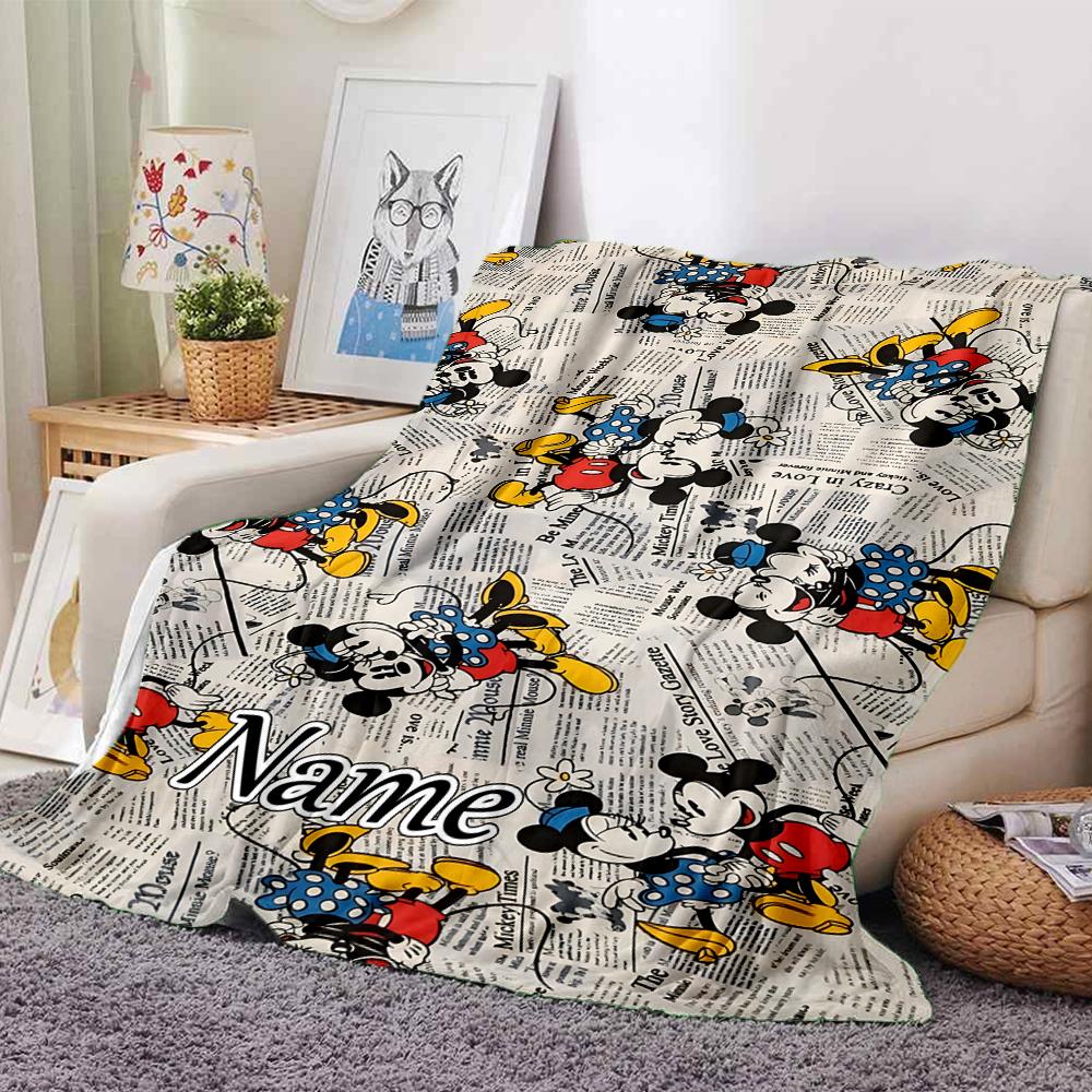 Custom Name Mickey Friends Adventure Blanket for Couch & Bed, Plush Cozy Fuzzy Blanket Super Soft & Warm Blankets for Fall and Winter. 090827