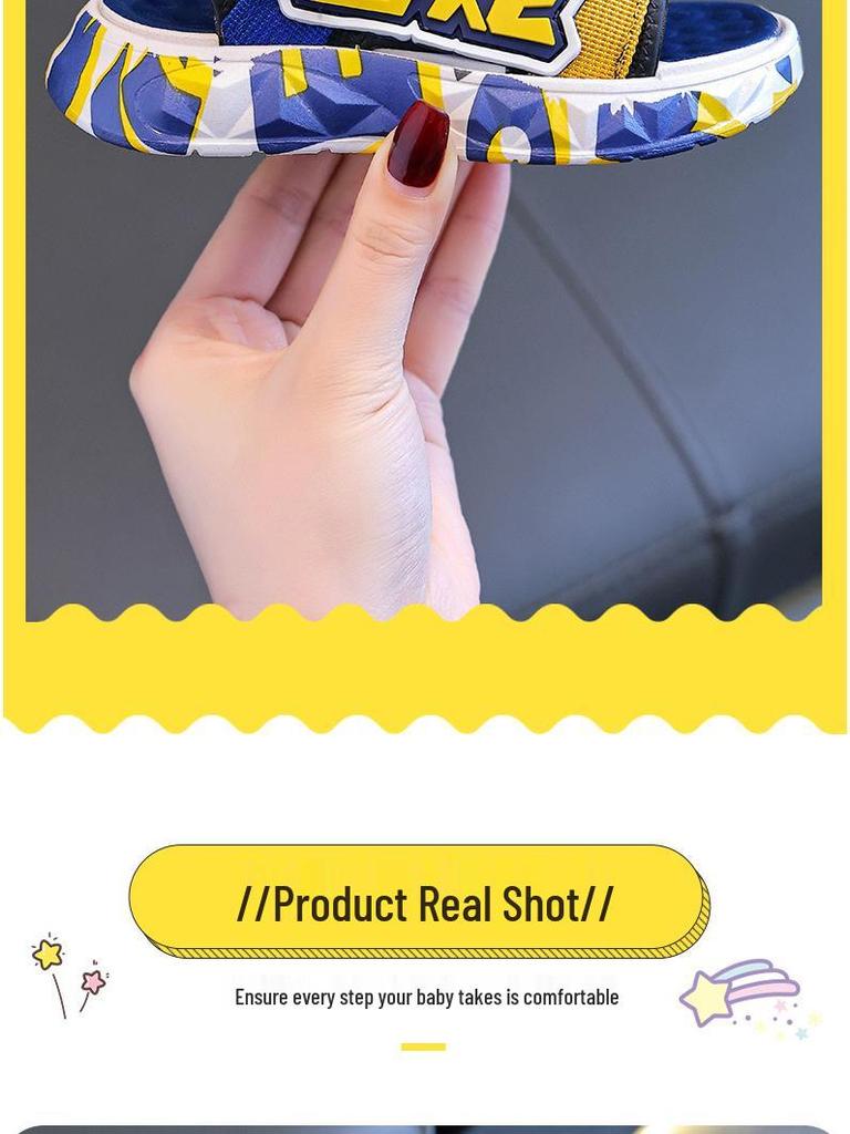 Boys' 2024 Summer Korean-Style Casual Beach Sandals with Soft Soles.