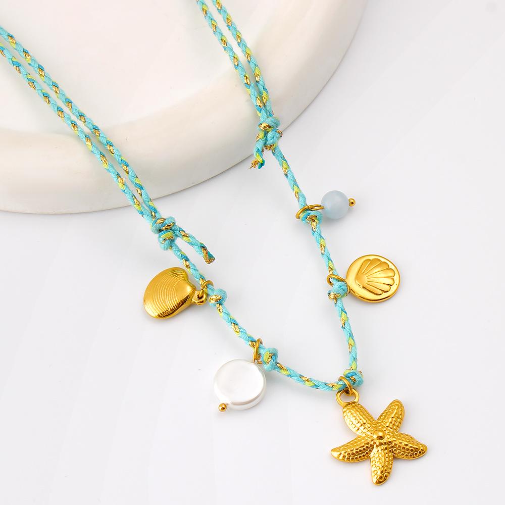 Trendy Knotted Rope DIY Multi-Pendant Necklace: Titanium Steel 18K Gold Adjustable Braided Luxury Clavicle Chain