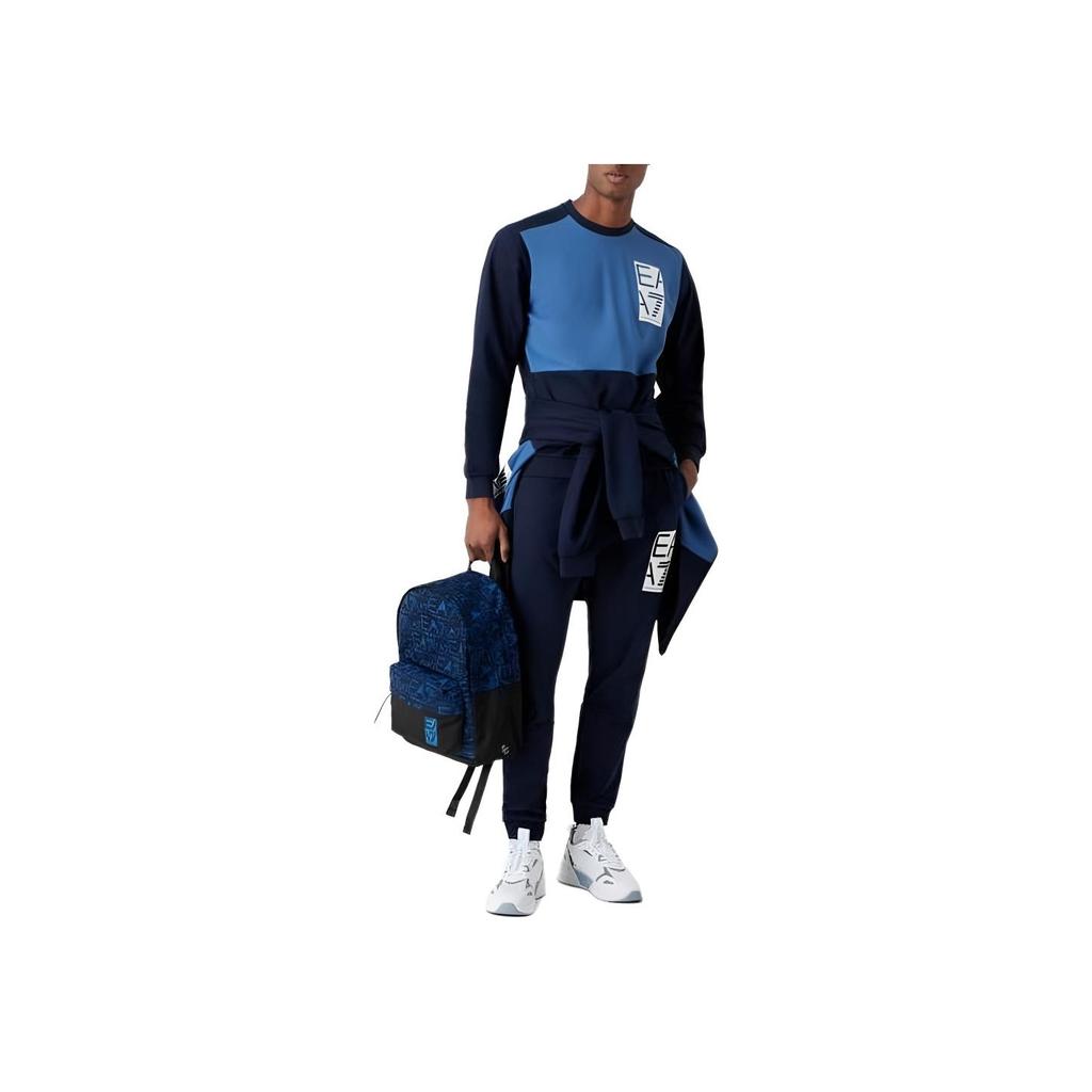 Emporio Armani EA7 Letter Logo Print Drawstring Knit Sports Pants Men bottoms Navy-Blue 3RPP65-PJ05Z-1554