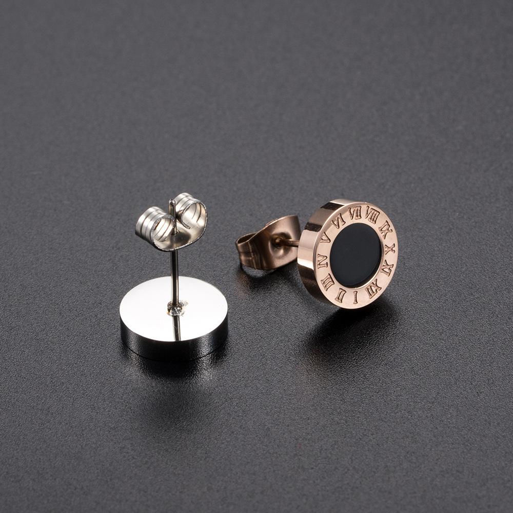 European and American Street Style Titanium Steel Roman Digital Earrings Couple Trendy Earclip Thousand Wind Earrings