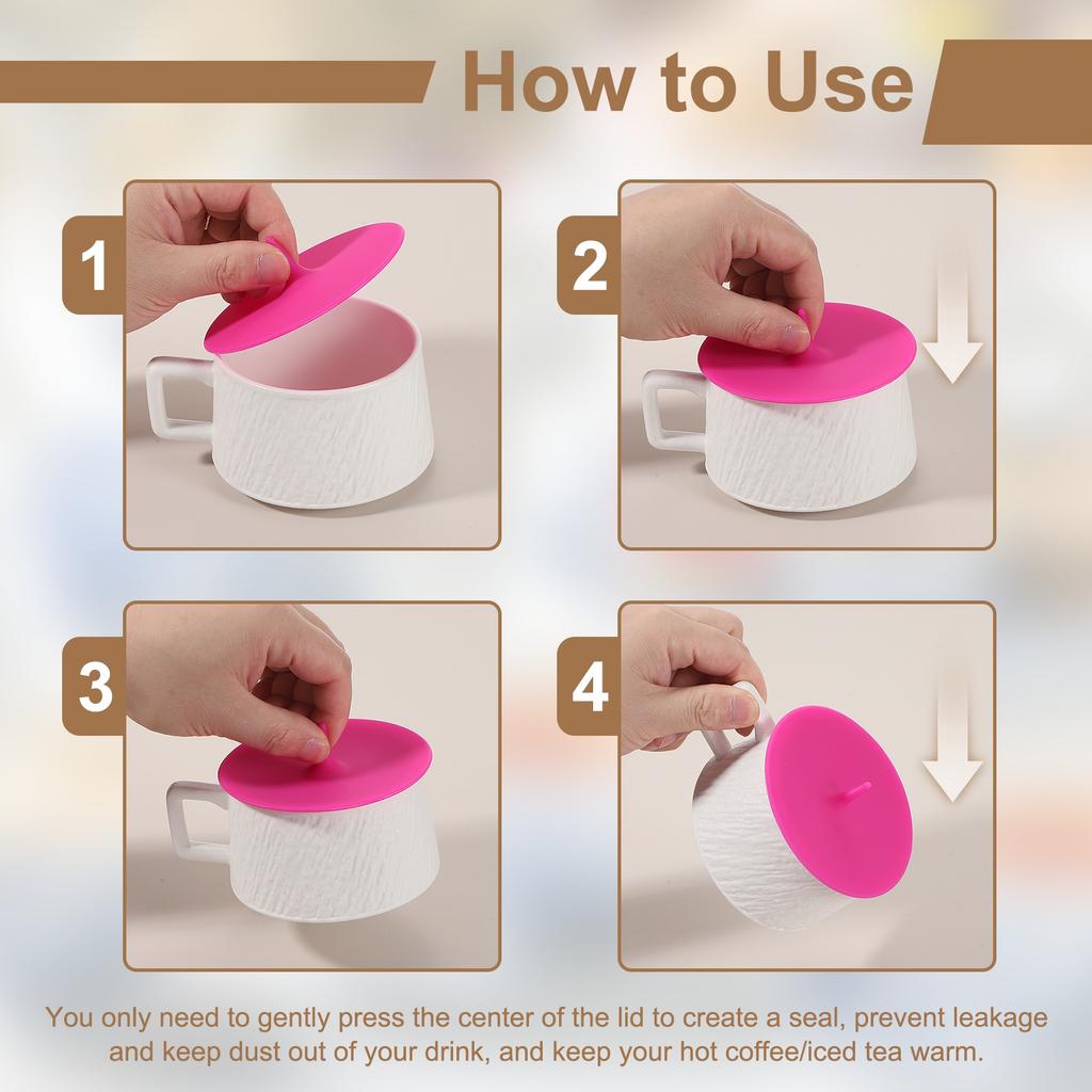 3Pcs Silicone Cup Covers 3.94" Teardrop Universal Cup Lids Reusable Drinking Hot Cold Beverages for Mugs Tea Cups Coffee Cup