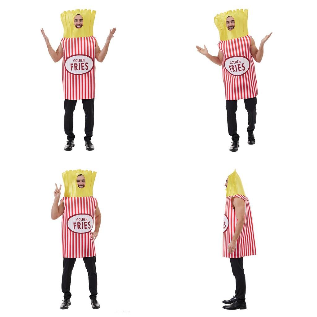 Halloween Pommes Kostüm für Erwachsene mit Polyestergewebe für Campuspartys und Bühnenshows
