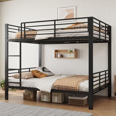 Litera maciza 140x200 metal, litera para adultos, extremadamente estable hasta 400 kg, sin chirridos, ideal para piso compartido y alquiler vacacional, negro