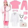 9pz Uniformi da Infermiere per Bambini e Bambine Camici Chirurgici Bianchi da Medico con Stetoscopio Costume per Festa di Carnevale dei Bambini