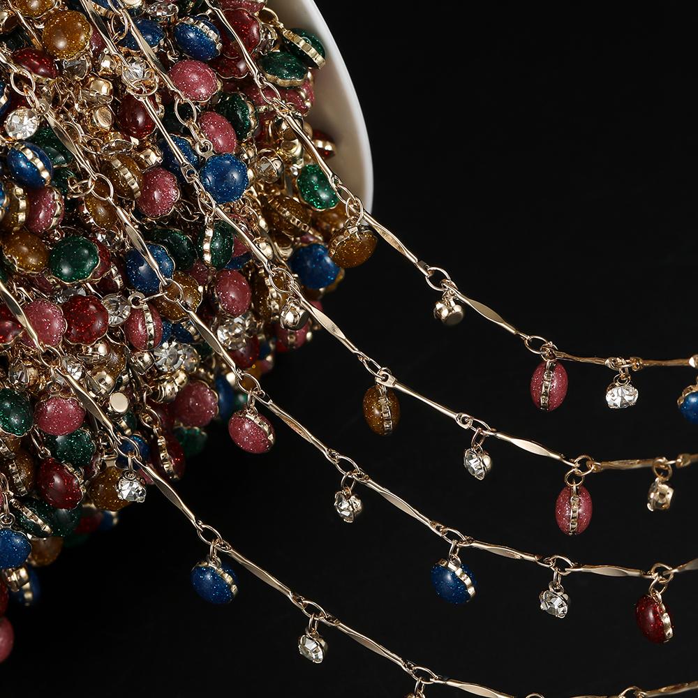 

1meter Copper Chains With Colorful Enamel Charm Handmade Chains for DIY Bracelet Waist Chain Foot Chain Jewelry Making Findings
