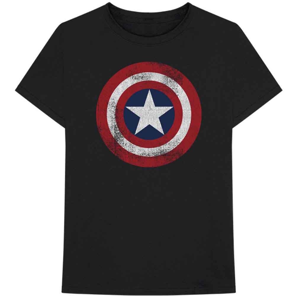 

Marvel Comics Captain America Distressed Shield T-Shirt Black New Unisex T-Shirt XXXL
