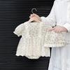 Lace Mesh Flower Baby Jumpsuit Bowknot Toddle Climb Suit Baby Jumper Dress  Newborn Baby