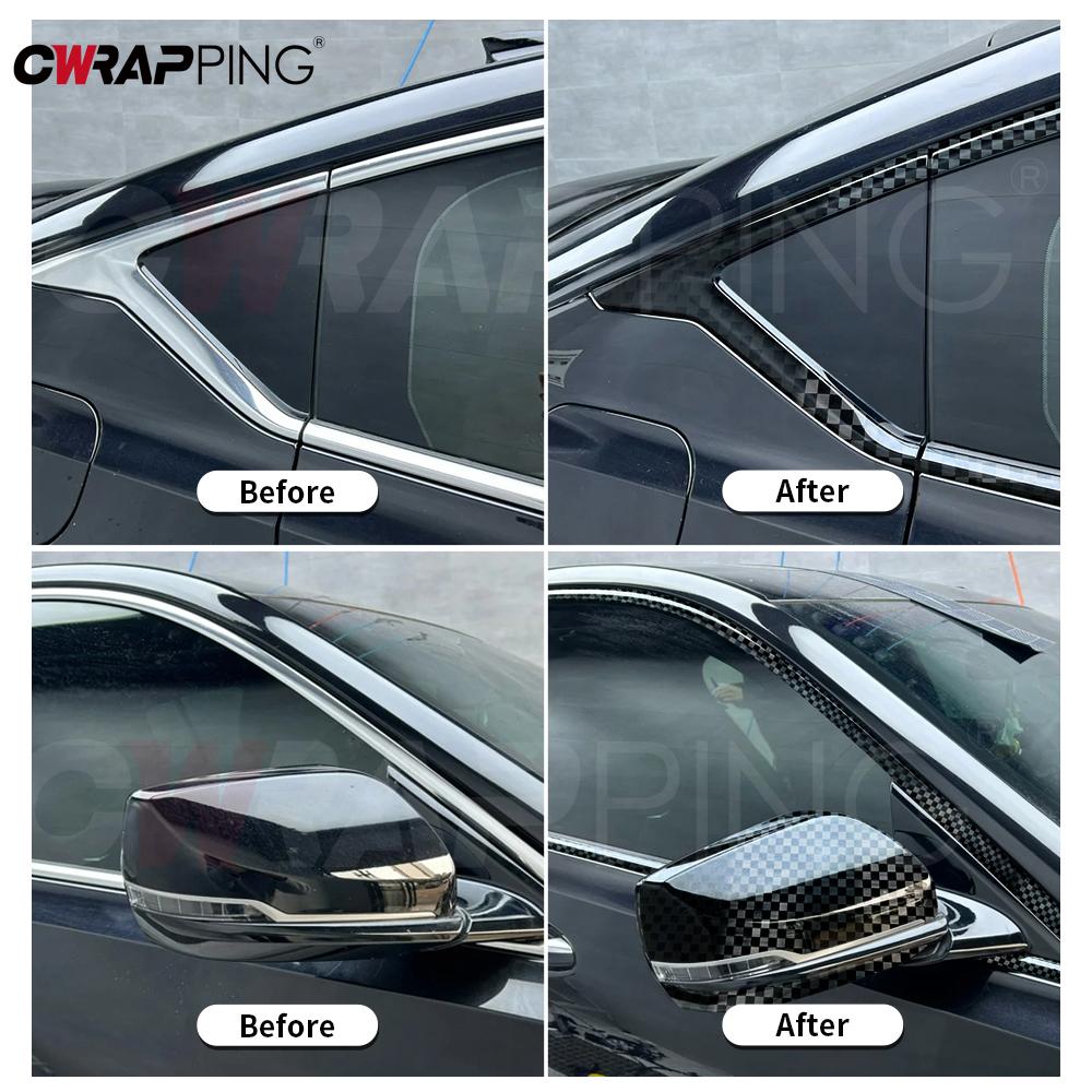 Car Stickers Vinyl Wrap Carbon Fiber Films Black Grid Wrap Decal Auto Body Decoration Stickers for Motorcycle Car Accessories