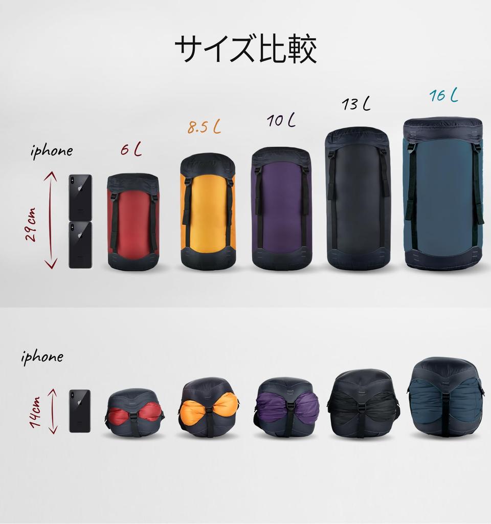 [Litume] 6L, 8,5L, 10L, 13L Worek kompresyjny Lekki wodoodporny śpiwór Worek kompresyjny ze ściągaczem Nadaje się na kemping, piesze wycieczki,