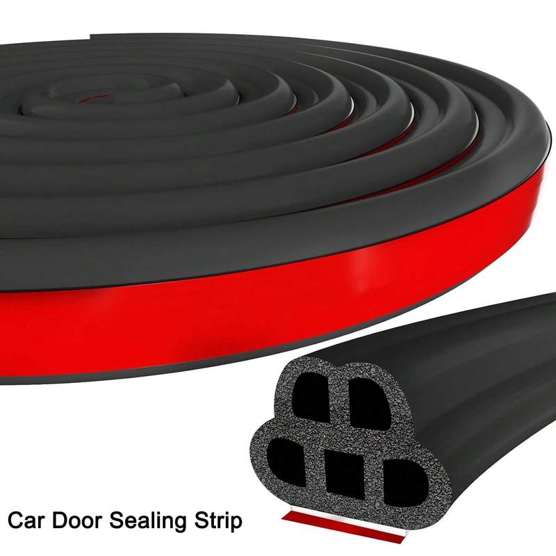 Universal Car Door Rubber Seal Strip Self Adhesive Automotive Door Soundproofing Weather Stripping Double Layer 5-Hole Auto Weatherstrip Fit Truck