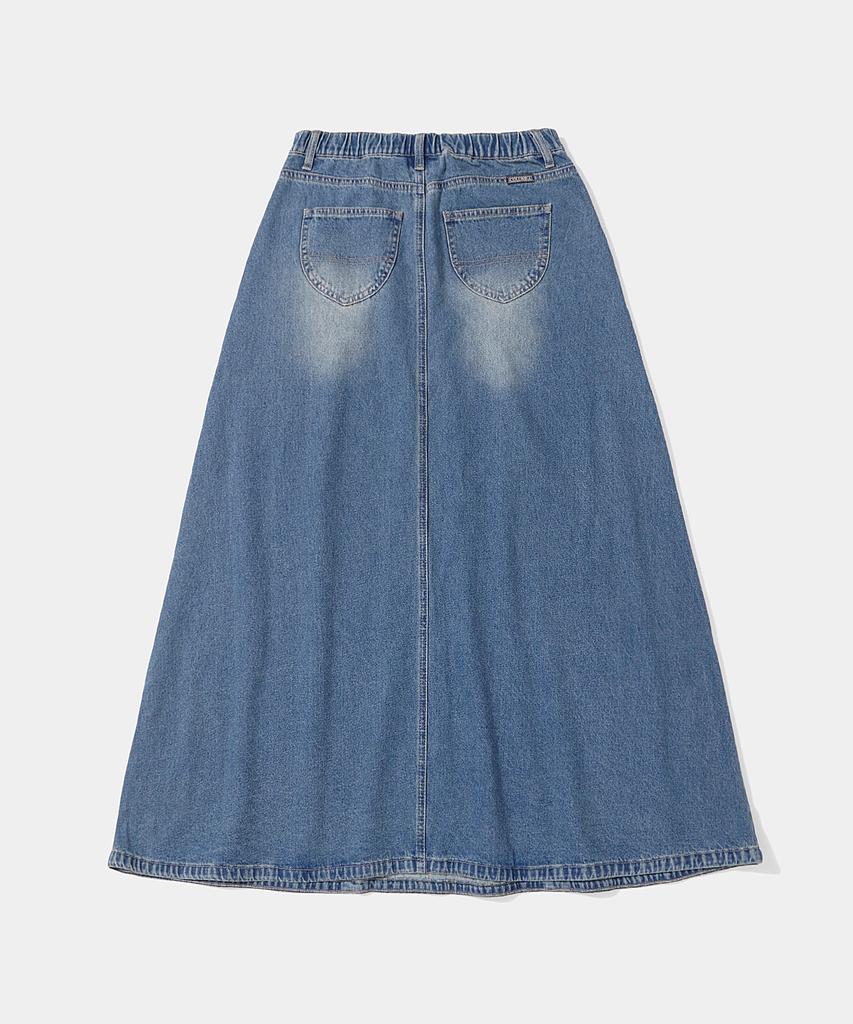 COLUMBIA UNIVERSITY Trajan Label Catwashed Denim Long Skirts_Light Jean