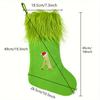 1pc Green Christmas Stocking with Velvet Cuff and Embroidered Initial Holiday Mantel Decoration, Christmas and New Year Gift Bag