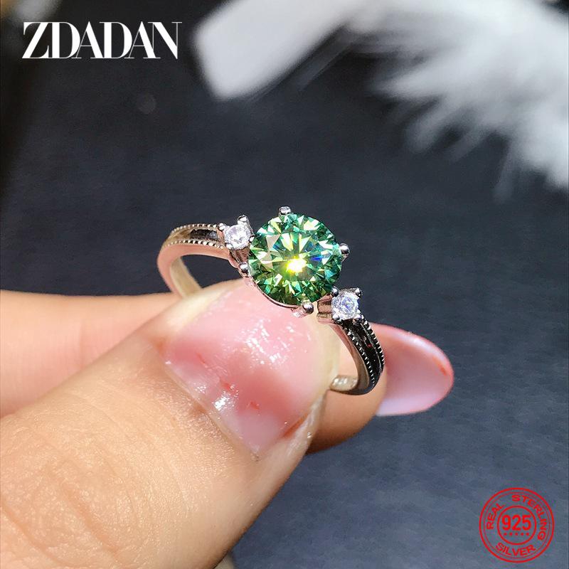 925 Silber 6,5 mm Zirkon Verstellbarer Fingerring für Damen Hochzeits Schmuck