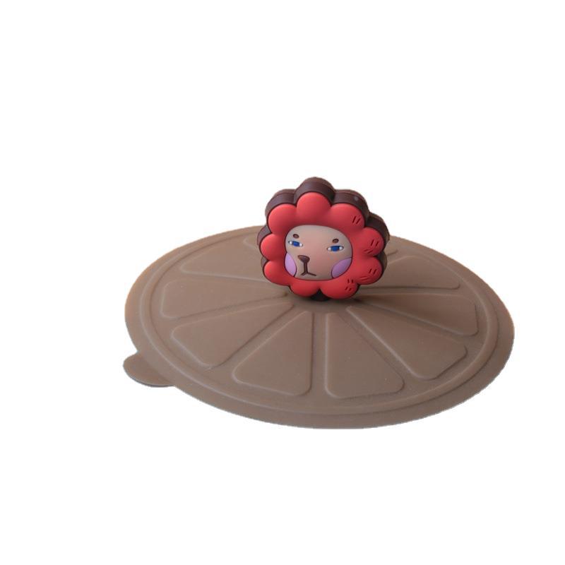 Mug Lid 108mm X 115mm Silicone Lid, Food-grade Silicone, Dust-proof and Evenly Divided Lid, Cartoon-shaped Head, Cute Design