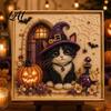 Autumn Home Decoration Halloween Cat Faux Pearl Painting Art Kit Spooky 3D Beads Moonlight Theme Crafts Cute Witch Gem Wall for Adults Craft Lovers