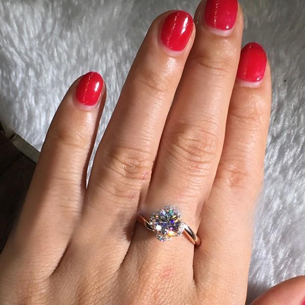 Fashionable and Luxurious European and American Plating Rose Gold Zircon Ring