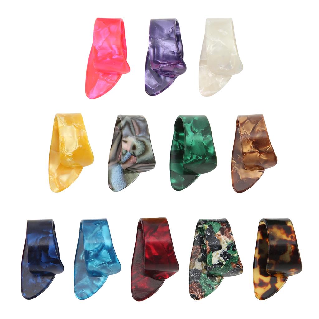 12Pcs Guitar Thumb Pick Celluloid Finger Picks Replacement Instrument Playing Accessories