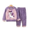 Kids' Flannel Pajama Set - Thick Coral Fleece, Long-Sleeved, One-Piece Sleepwear for Boys & Girls, Perfect for Autumn/Winter.