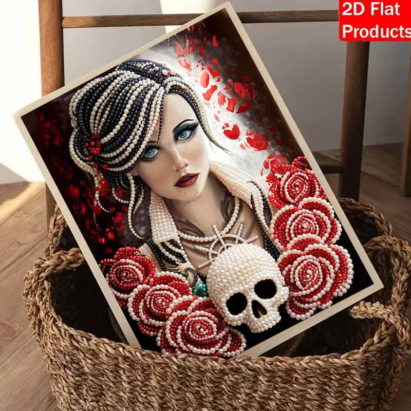 Halloween Pearl Painting Set Elegant Rose Woman 5D DIY Pearl Art Home Bedroom Wall Decor Handmade Gift Creative Craft Mural