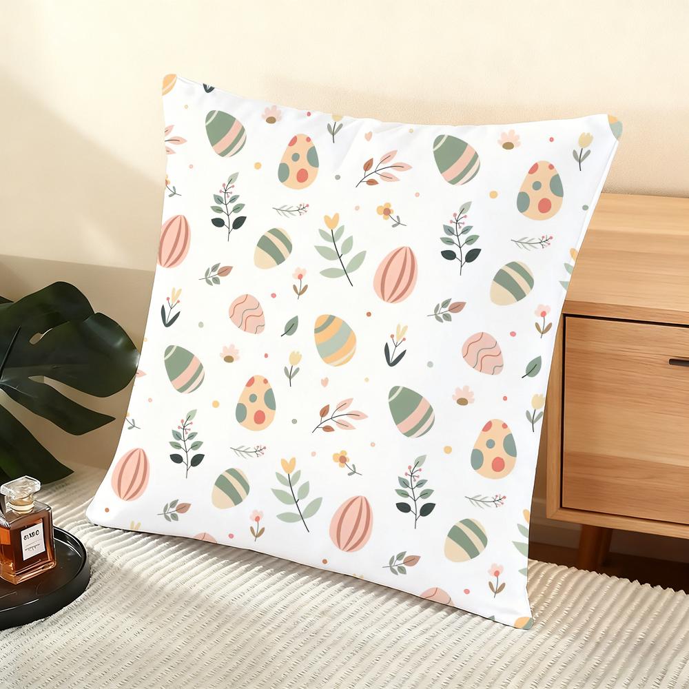 Easter Pattern Cushion Cover Soft Short Plush Pillow Cover Smooth Cozy Texture Aesthetic Cushion Case Home Decor