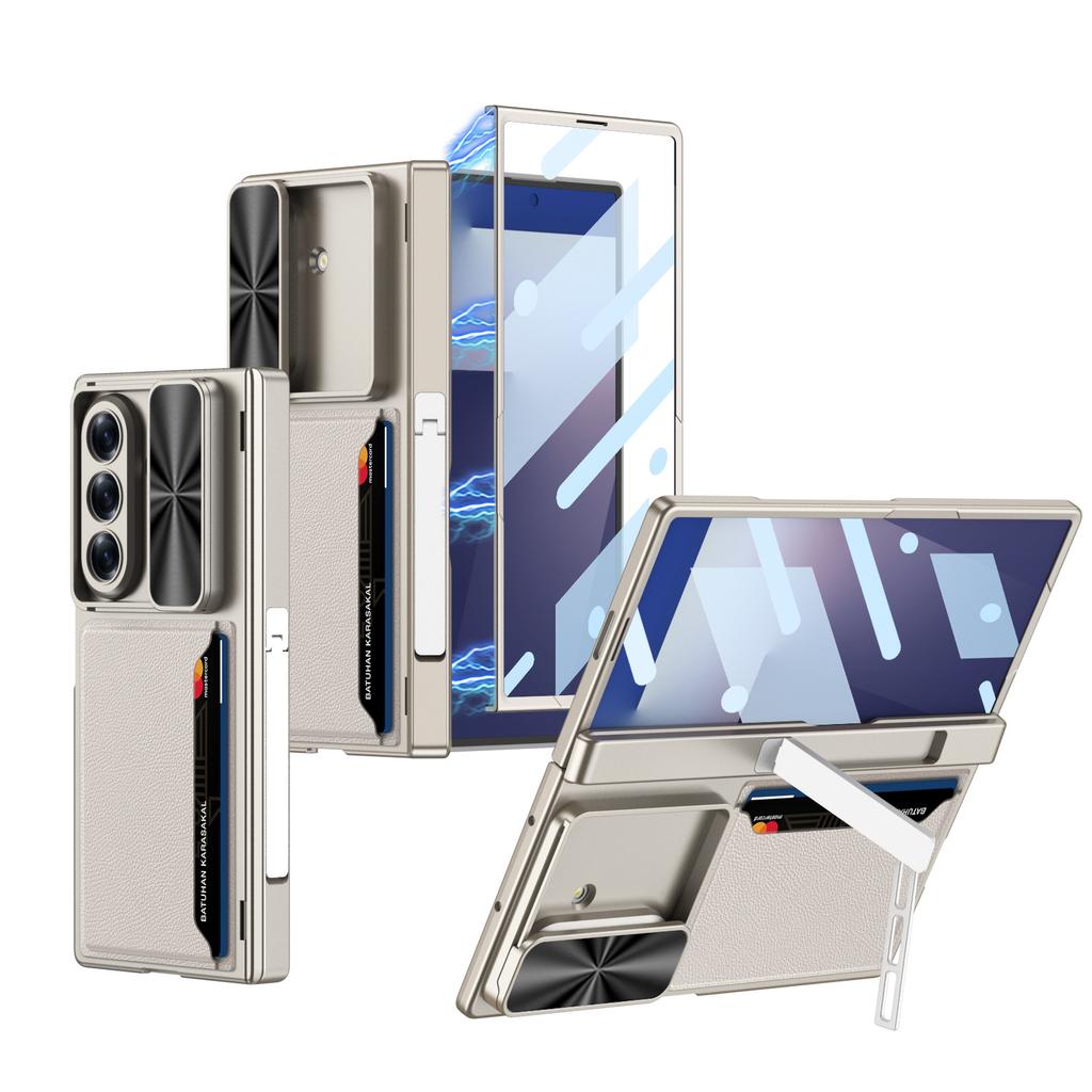 Suitable for Samsung Z Fold7 Mobile Phone Case Folding Screen Business Leather Card Bag Push Window Magnetic Suction Protection Case