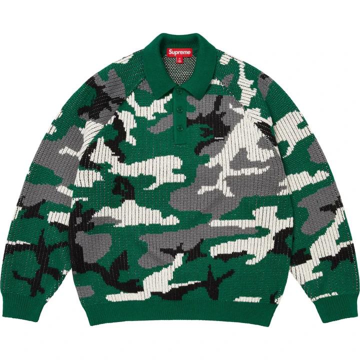 Supreme Small Box Polo Sweater Green Camo L
