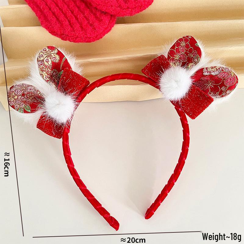 Festive Red New Year Headdress for Girls