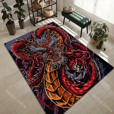 1PC Red Dragon Majestic, Fierce Carpet for Living Room Bedroom Sofa Home Decor Rus Non-slip Floor Mat Luxury Gift Multiple Sizes