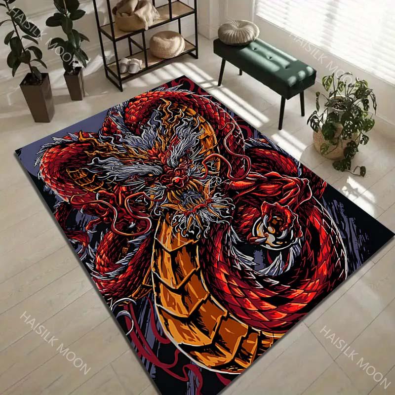 1PC Red Dragon Majestic, Fierce Carpet for Living Room Bedroom Sofa Home Decor Rus Non-slip Floor Mat Luxury Gift Multiple Sizes