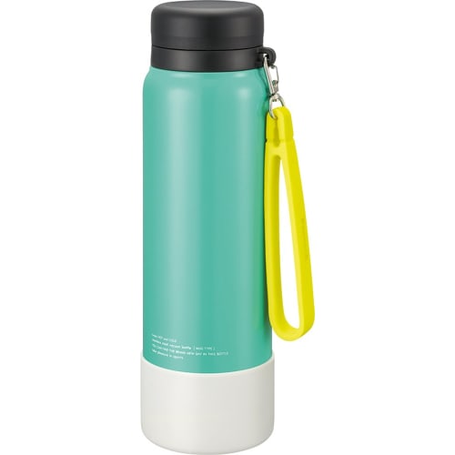 Peacock Water Bottle, Compatible with Sports Drinks, Rubber Material, with Dedicated Strap, Stainless Steel Mug Bottle, Mint Green, 1.0L, AKD-RS100 GM
