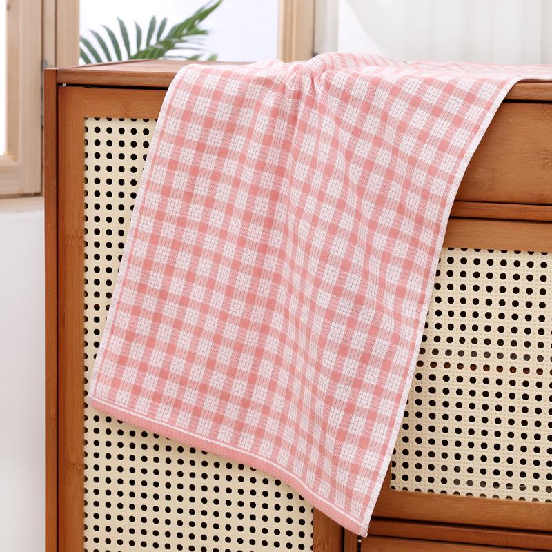 Вафельное полотенце из чистого хлопка в клетку - Впитывающее Мягкое Полотенце для умывания Лицо Подарок 35x75CM