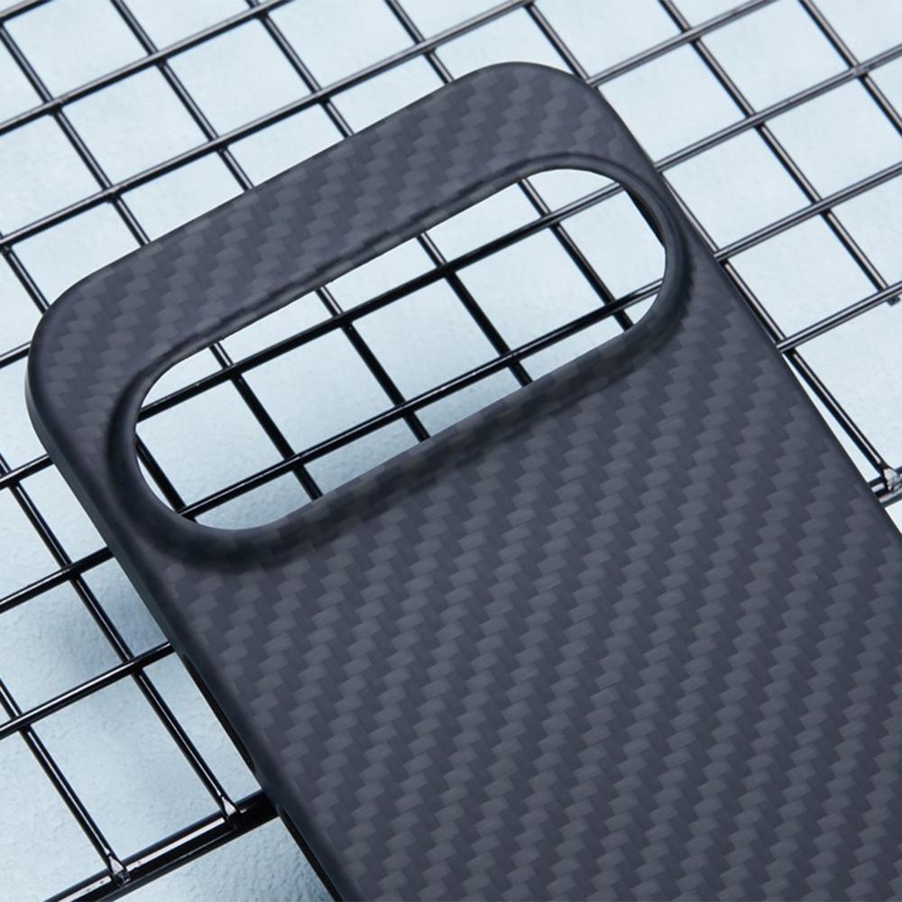 

For Google Pixel 9 Pro XL Case 1500D Coarse Texture Aramid Fiber Thin Phone Cover (Big Lens Hole) Black