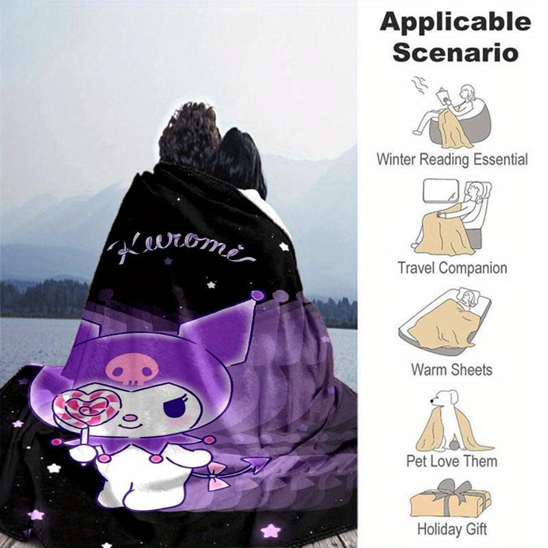 1pc. Cute Kuromi Design Blanket - Perfect for Home, Office, Outdoor Use, Gift Idea, Suitable for Al