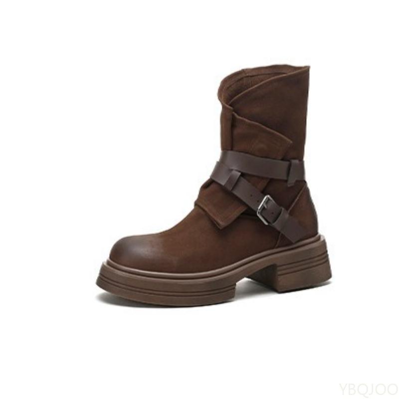 Fashion Small Niche Thick Soled Women's Boots Autumn Winter New Style Simple Comfortable  Retro Anti Slip Wear-resistant Short Boots