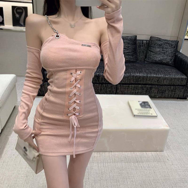Women Off Shoulder Dress Sexy Bodycon Long Sleeve Night Out Dress