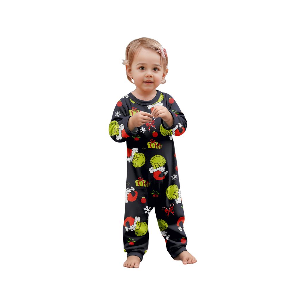 Christmas Print Cute Family Set Pajamas, Home Clothes, Family Set Long Sleeve Top Pants Set