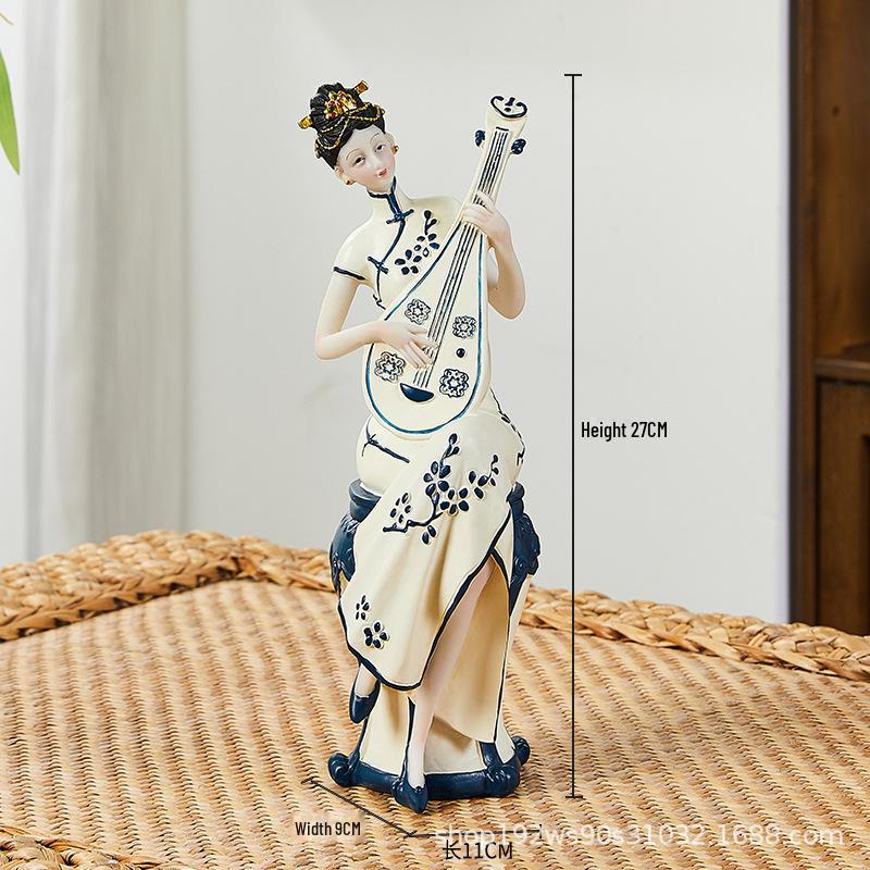 Elegant Retro Chinese Art Decor: Ladies' Ancient Figures for Living Room and Porch