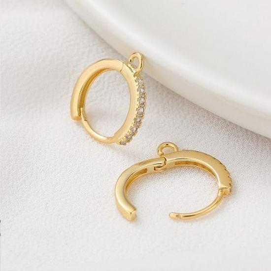 18K Gold Plated Zirconia Hoop Earrings with Pendant Clip