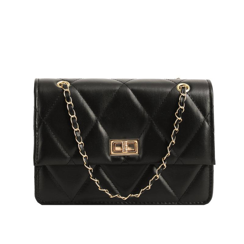 Rhombus Embroidery Thread Fashion Temperament Lock Small Bag Women 2025 Winter New Versatile Solid Color Messenger Bag Women