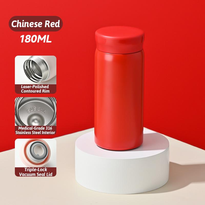 Morandi 180ml Edelstahl Thermoskanne, 316 Auslaufsicherer Isolierbecher, Anti-Flecken-Lippe, Lebensmittelecht Kaffee/Tee, Rosa/Grün/Rot/Schwarz