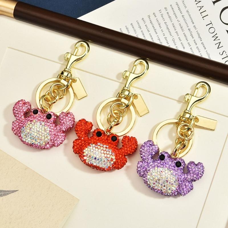 Elegant Crab Keychain With Dazzling Rhinestones Elegant Handbag Charm Sparkling Bag Charm For Bags And Keys In 3 Trendy Colors