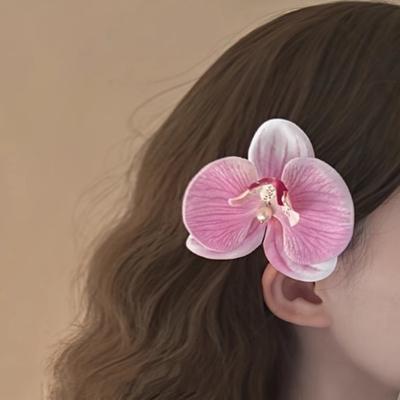 Artificial Orchid Flower Butterfly Hair Clips for Woman Girls Phalaenopsis Pearl Duckbill Hairgrips Hairpins Hair Accessories