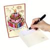 New 3D Pop-Up Happy Birthday Card 3-Layer Chocolate Cake Musical Light Greeting Card Foldable with Envelope Gift Card