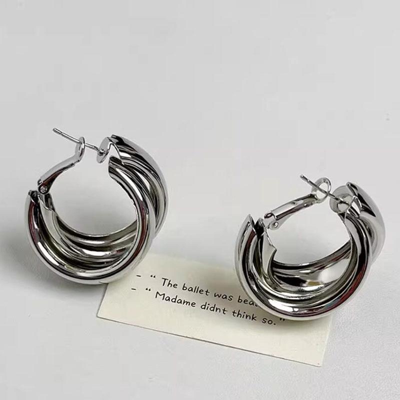 Luxury Korean Double-Layer Earrings: Autumn/Winter Cool Style Studs & Hoops