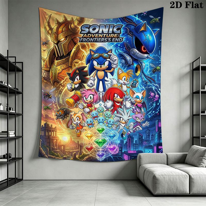 Hedgehog Sonic Thrust Wall Hanging Printed Fabric Blanket Decorative Tapestries for Bedroom Living Room Home Decor
